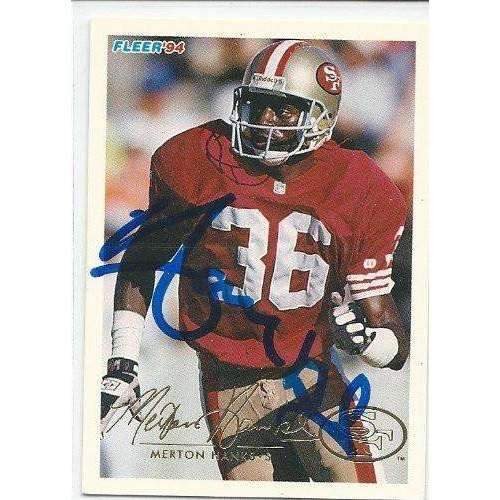 1994, Merton Hanks, San Francisco 49ers, Signed, Autographed, Fleer Football Card, Card # 413,