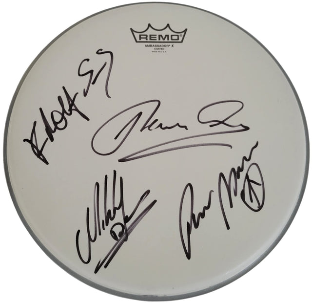 Scorpions band signed 12'' Drumhead Klaus Meine Rudolf Schenker COA exact proof star