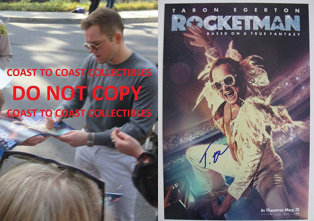 Taron Egerton signed autographed Rocketman 12x18 poster,proof COA, Elton John STAR