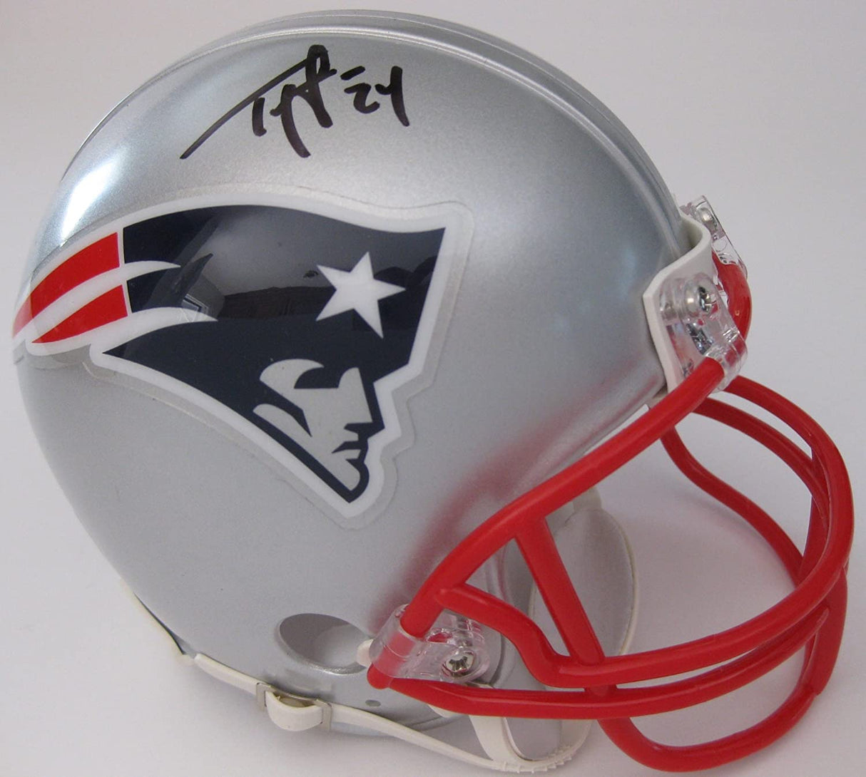 Ty Law signed autographed New England Patriots mini football helmet proof Beckett COA