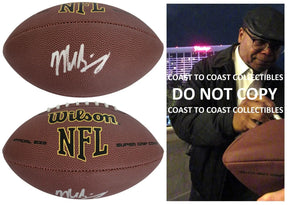 Mike Singletary Signed Football Proof COA Autographed Chicago Bears Baylor HOF