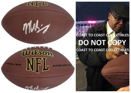 Mike Singletary Signed Football Proof COA Autographed Chicago Bears Baylor HOF