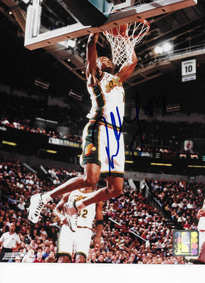 Rashard Lewis Seattle Supersonics signed basketball 8x10 photo COA.