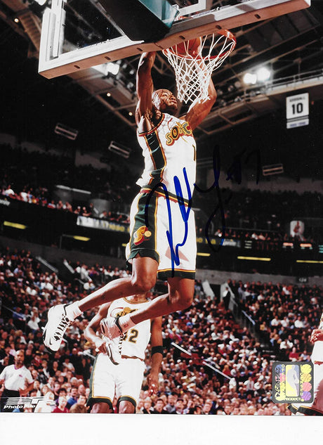 Rashard Lewis Seattle Supersonics signed basketball 8x10 photo COA.