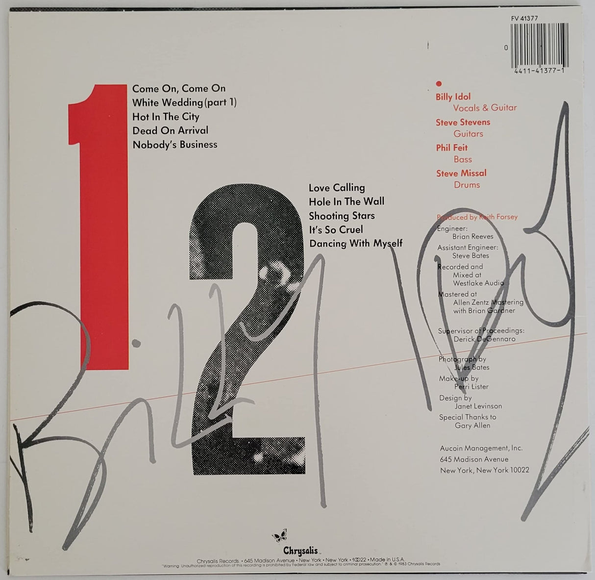 Billy Idol Steve Stevens signed Billy Idol album vinyl exact proof COA STAR autographed