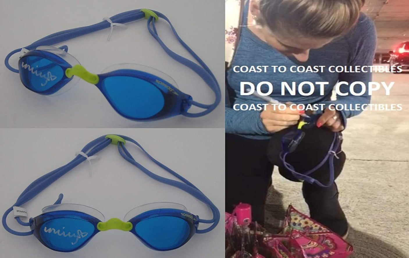 Missy Franklin USA Olympic gold medalist swimmer signed Swim goggles COA proof