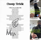 Robin Zander Tom Petersson signed Cheap Tric I Want You To Want Me Lyrics sheet Proof star