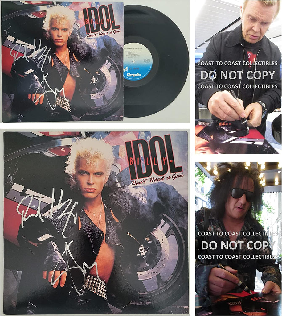 Billy Idol Steve Stevens signed Don't Need Gun album vinyl LP COA exact proof STAR
