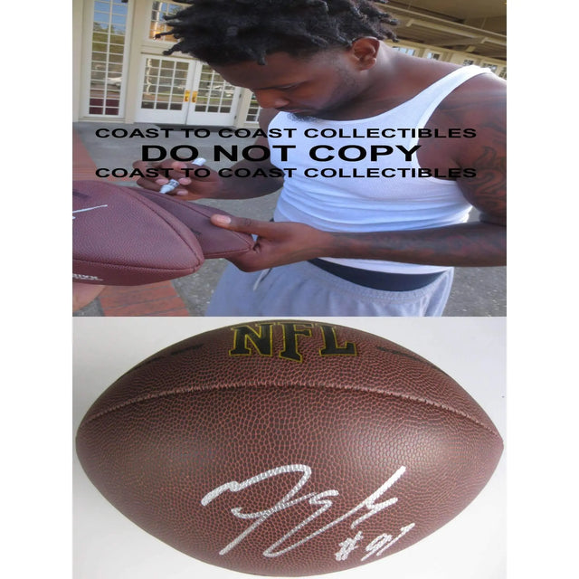 Mario Edwards, Oakland Raiders, Signed, Autographed, NFL Football, a COA with the Proof Photo of Mario Signing the Football Will Be Included