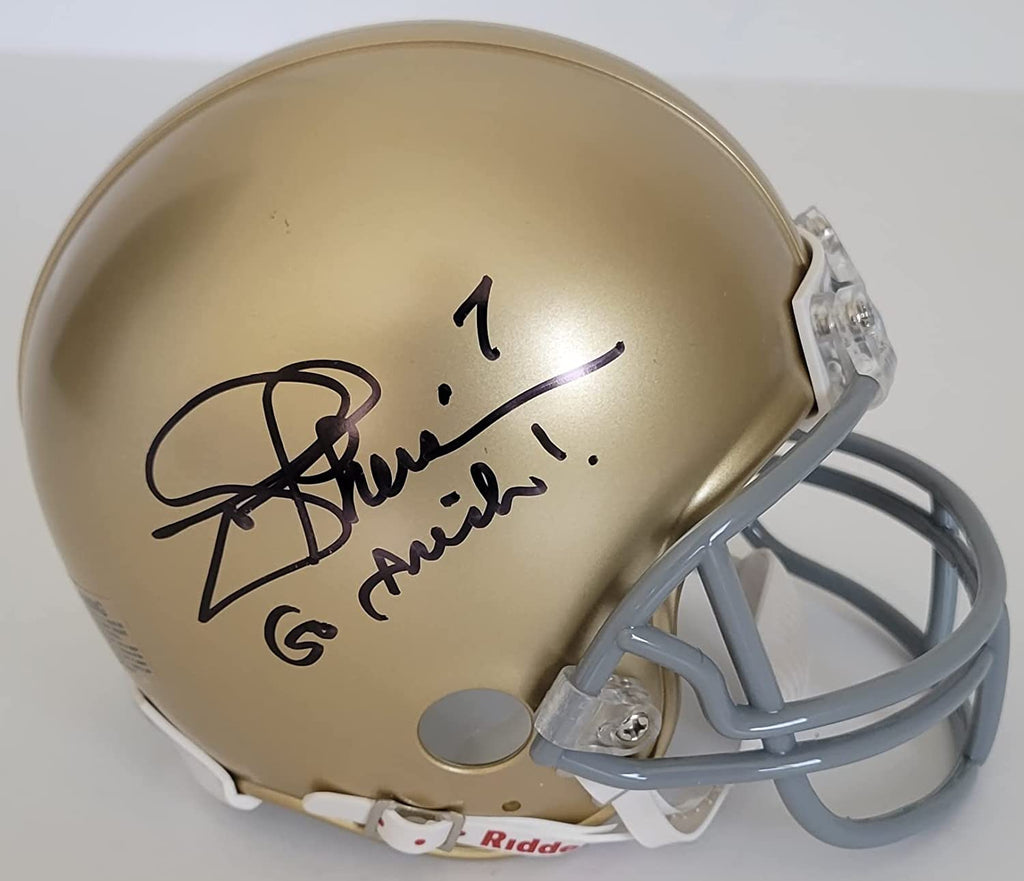 Joe Theisman signed Notre Dame mini football helmet autographed COA exact proof