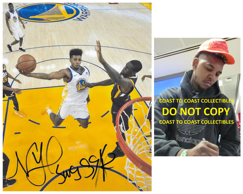 Nick Young signed Golden State Warriors basketball 8x10 photo proof COA autographed