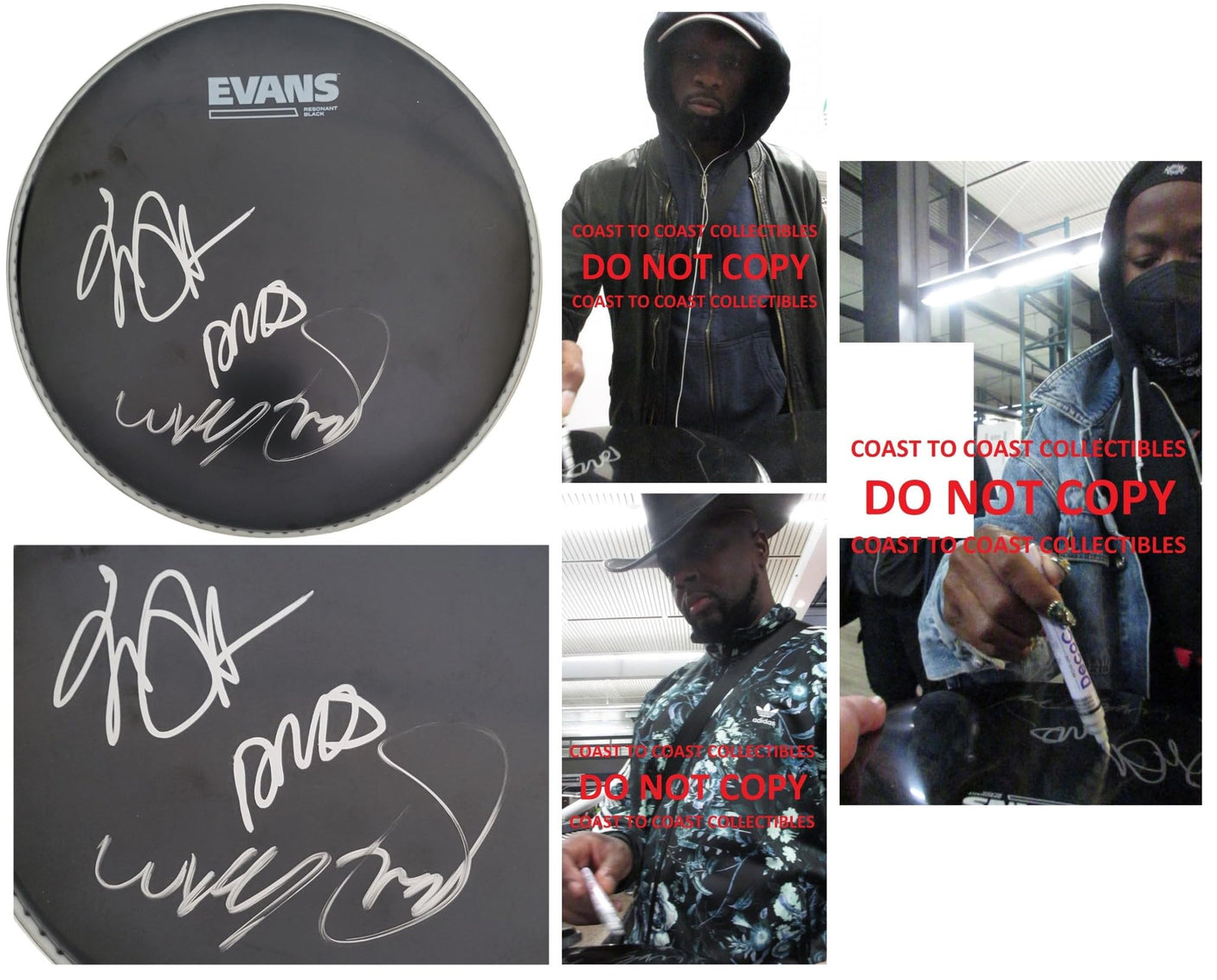 Fugees Signed 10'' Drumhead Proof Autographed Lauryn Hill,Pras Michel,Wyclef Jean