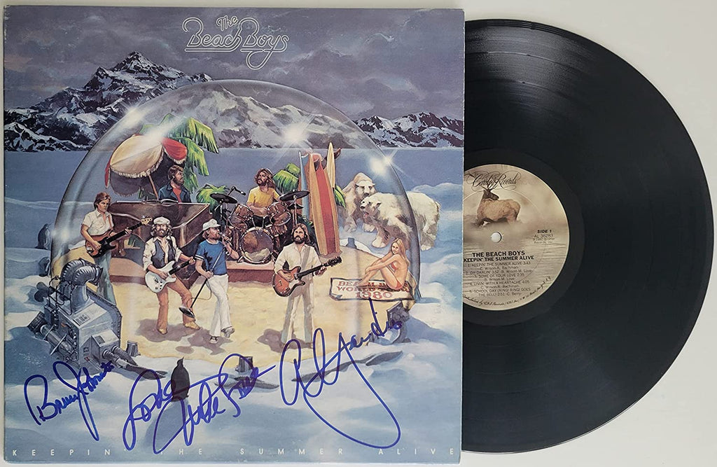 Mike Love Al Jardine Bruce Johnston signed Beach Boys Keepin the Summer Alive album,proof. autographed Vinyl Record,COA STAR