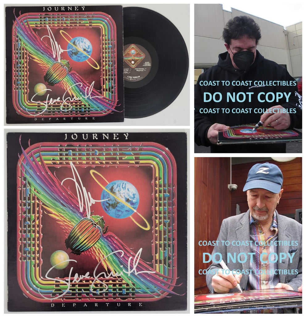 Neal Schon Steve Smith signed Journey Departure album vinyl record COA proof STAR