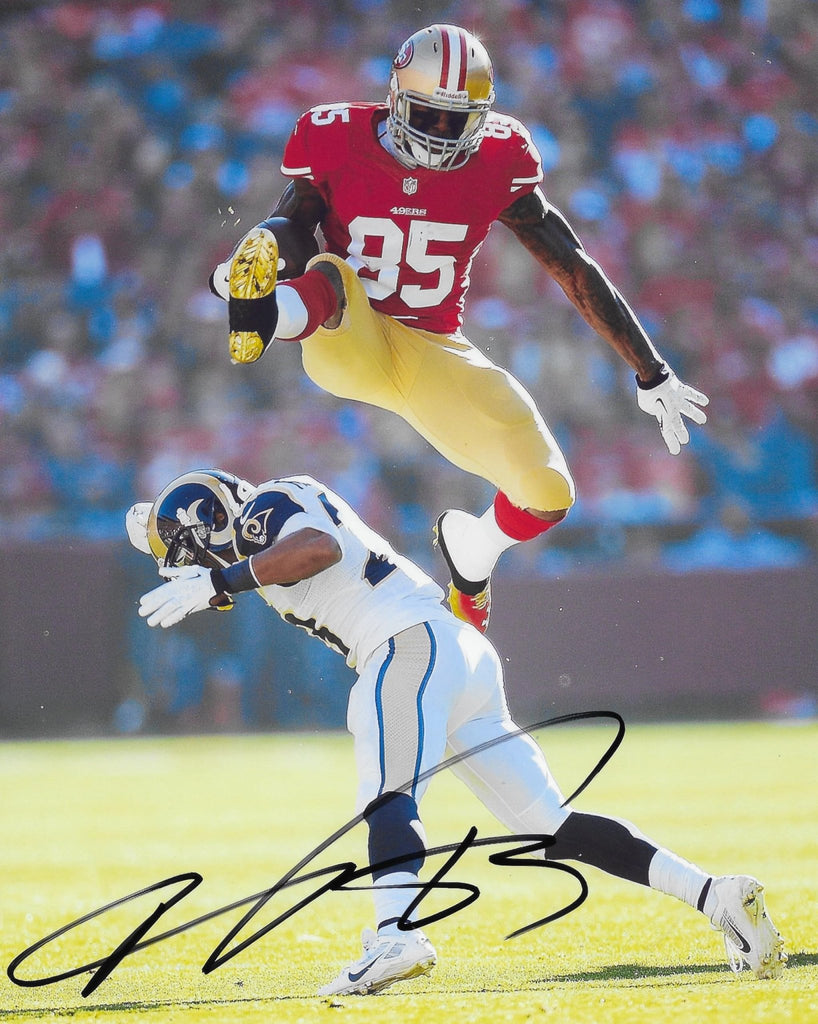 Vernon Davis signed San Francisco 49ers football 8x10 photo Proof COA autographed