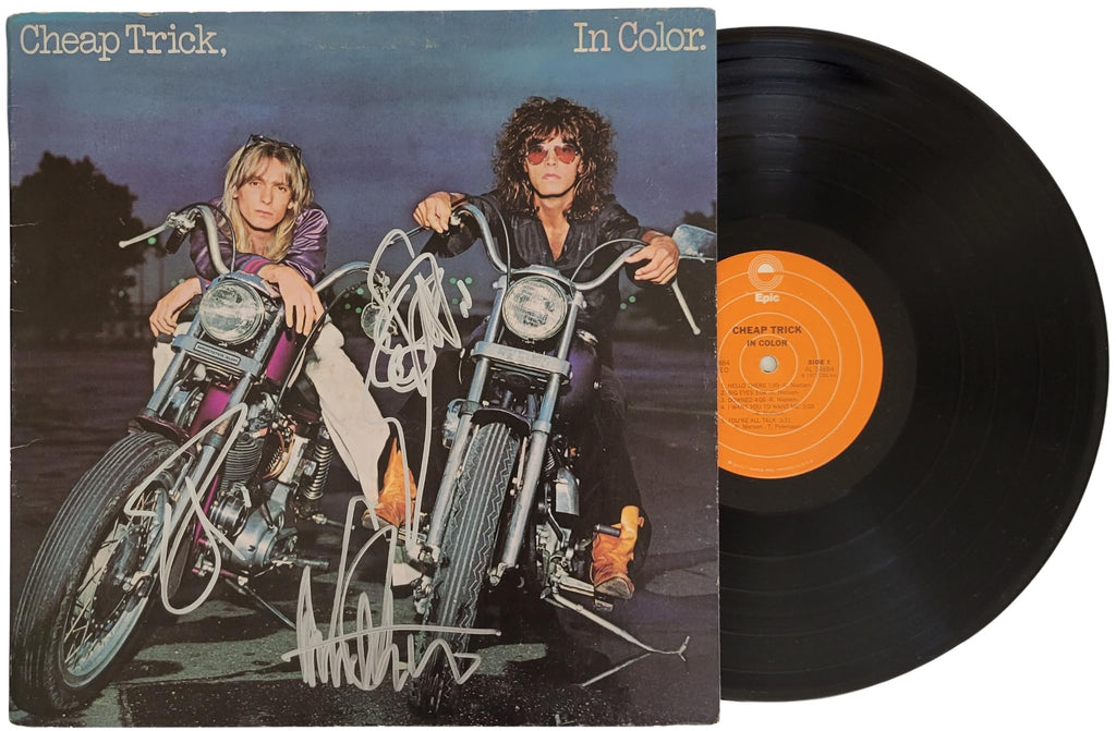Cheap Trick band signed In Color album Vinyl COA proof Robin Zander,Rick Nielsen,Tom Peterson star