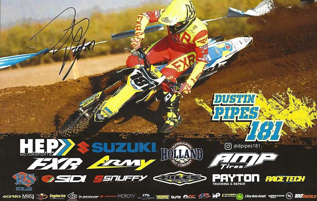 Dustin Pipes Supercross Motocross autographed 7x11 photo poster COA