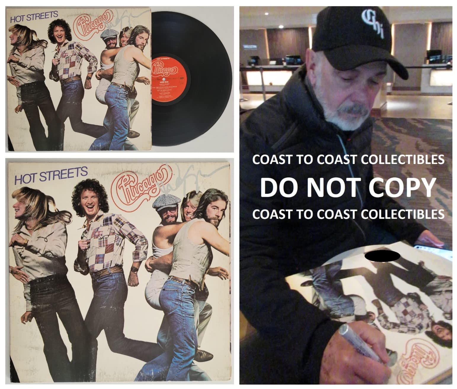 Danny Seraphine signed Chicago Hot Streets album vinyl record COA exact proof autographed STAR