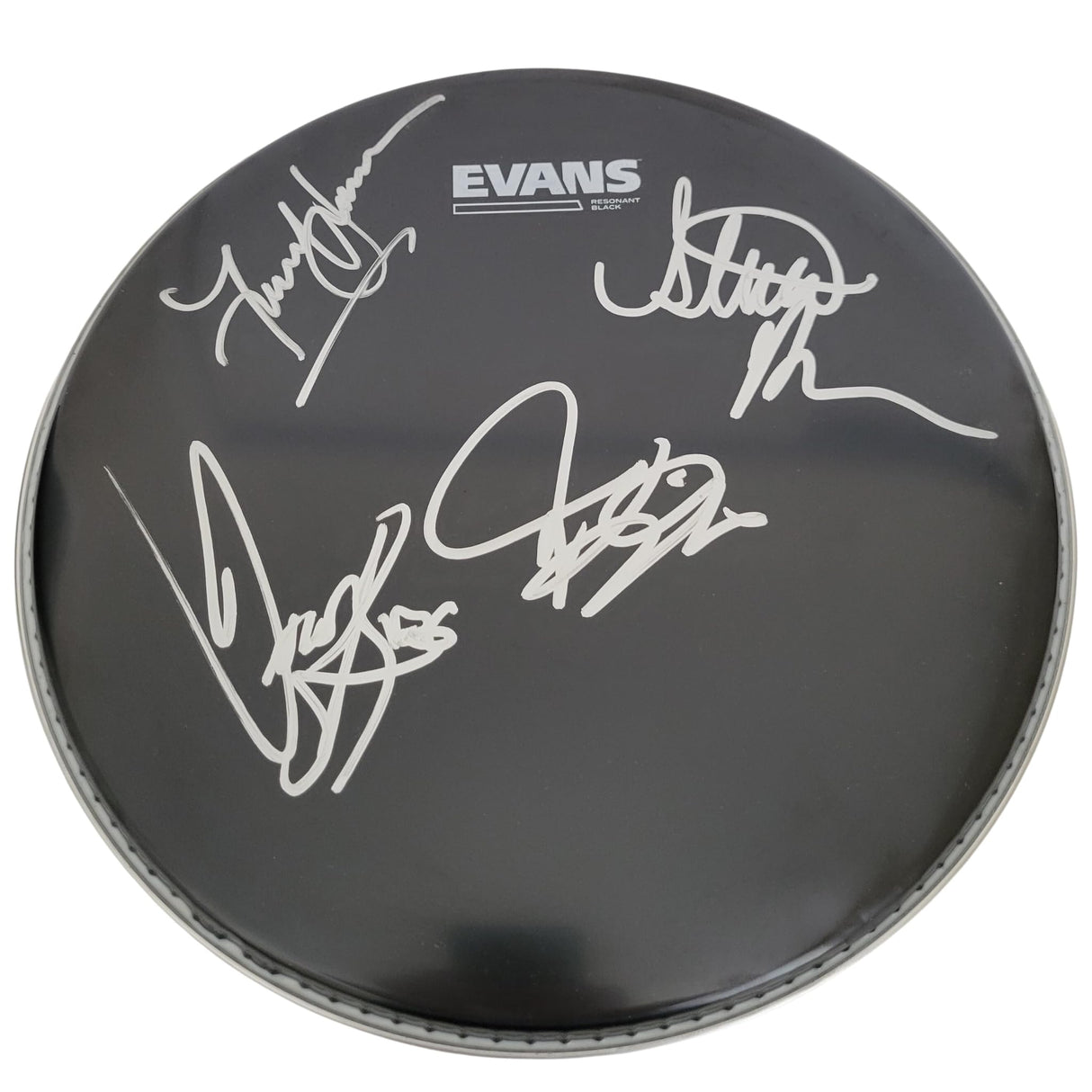 Tesla Jeff Keith,Frank Hannon,Brian Wheat Signed Drumhead Proof COA STAR