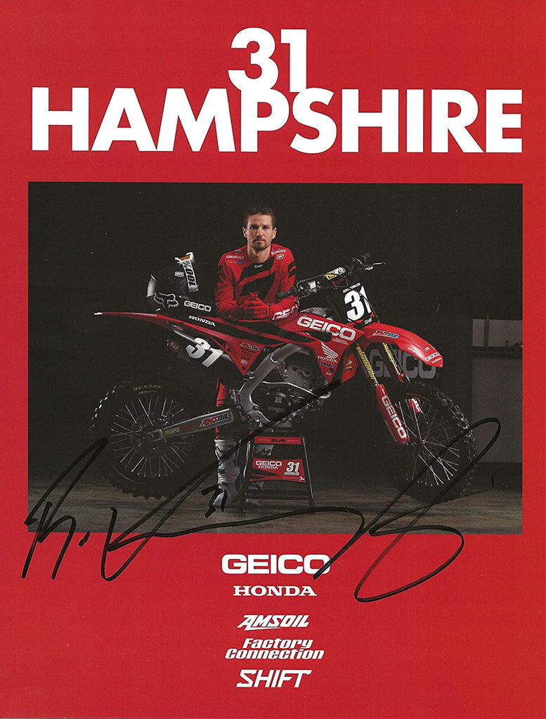RJ Hampshire Supercross Motocross autographed 8.5x11 photo poster COA.