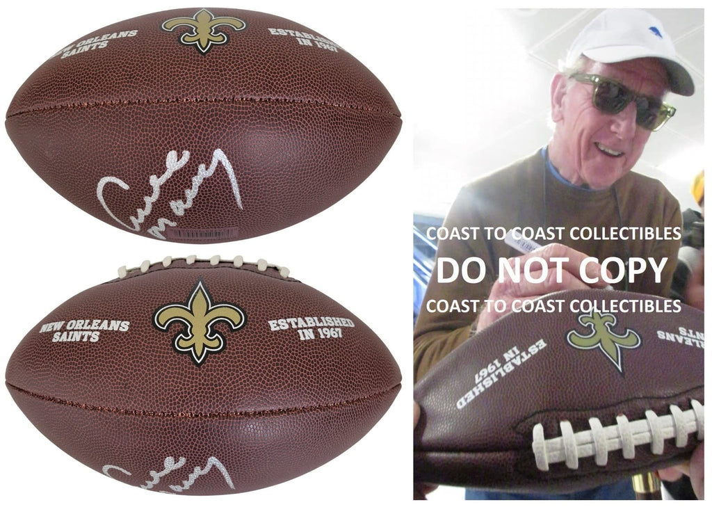 Archie Manning signed New Orleans Saints Logo football proof COA autographed
