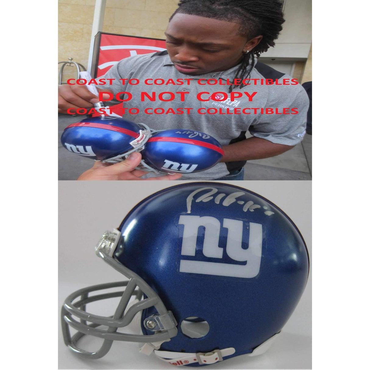 Paul Perkins, New York Giants, Signed, Autographed, Mini Helmet, a COA with the Proof Photo of Paul Signing Will Be Included