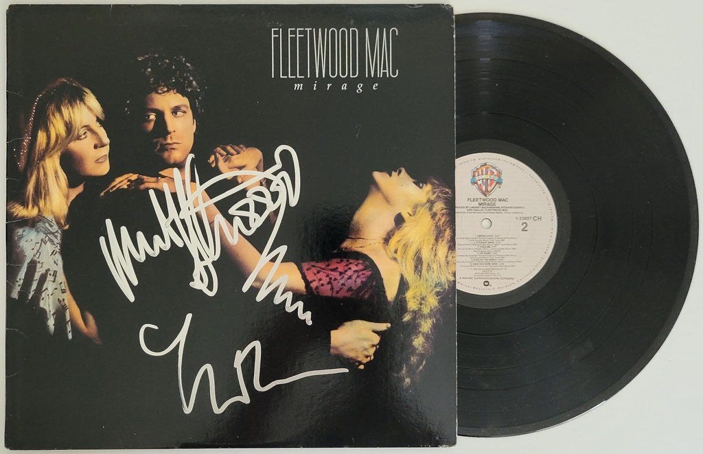 Mick Fleetwood Lindsey Buckingham signed Fleetwood Mirage album vinyl proof STAR