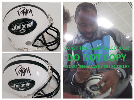 Darrelle Revis HOF signed New York Jets mini football helmet proof COA autographed