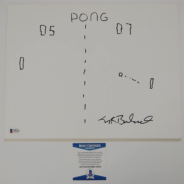 Nolan Bushnell signed autographed 11x14 Pong original sketch Proof Beckett COA Star