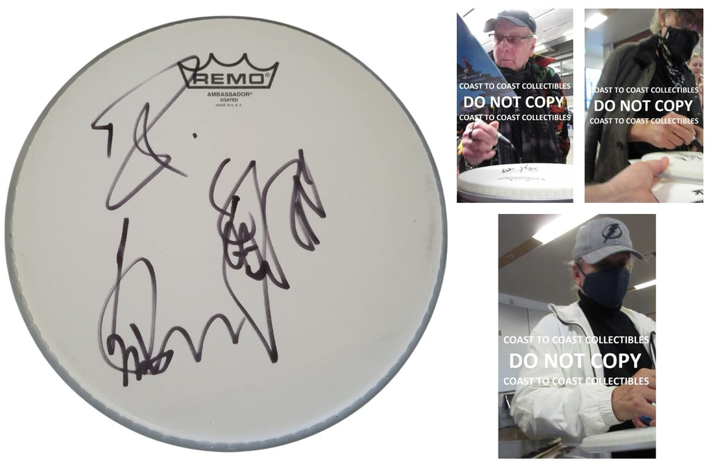 Cheap Trick band signed 8'' Drumhead COA proof Robin Zander,Rick Nielsen,Tom Peterson star