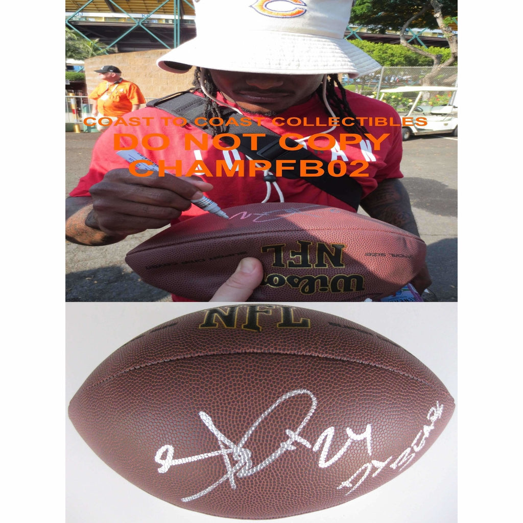 Tim Jennings, Chicago Bears, Colts, Georgia, Signed, Autographed, NFL Football, a COA with the Proof Photo of Tim Signing Will Be Included