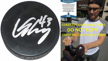 Conor Sheary Washington Capitals Penguins signed Hockey Puck proof Beckett COA