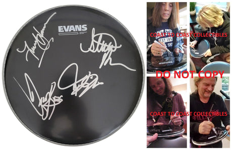 Tesla Jeff Keith,Frank Hannon,Brian Wheat Signed Drumhead Proof COA STAR