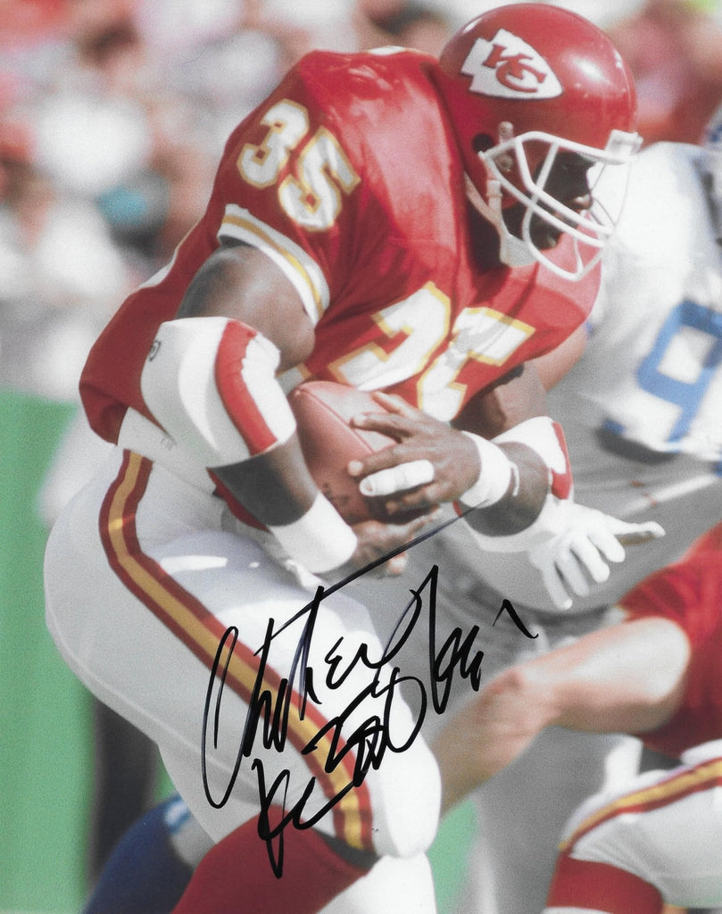 Christian Okoye signed Kansas City Chiefs football 8x10 photo COA proof autographed