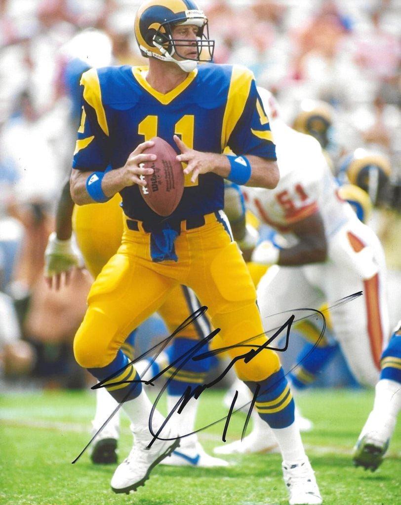 Jim Everett signed Los Angeles Rams football 8x10 photo Proof COA autographed,