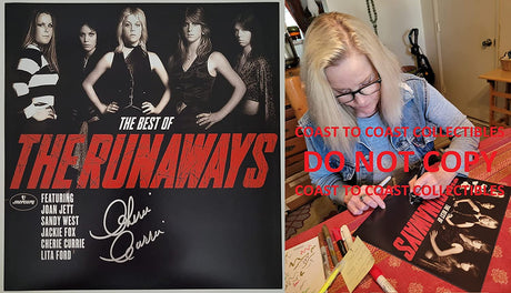 Cherie Currie signed The Best of The Runaways 12x12 album photo COA proof STAR.