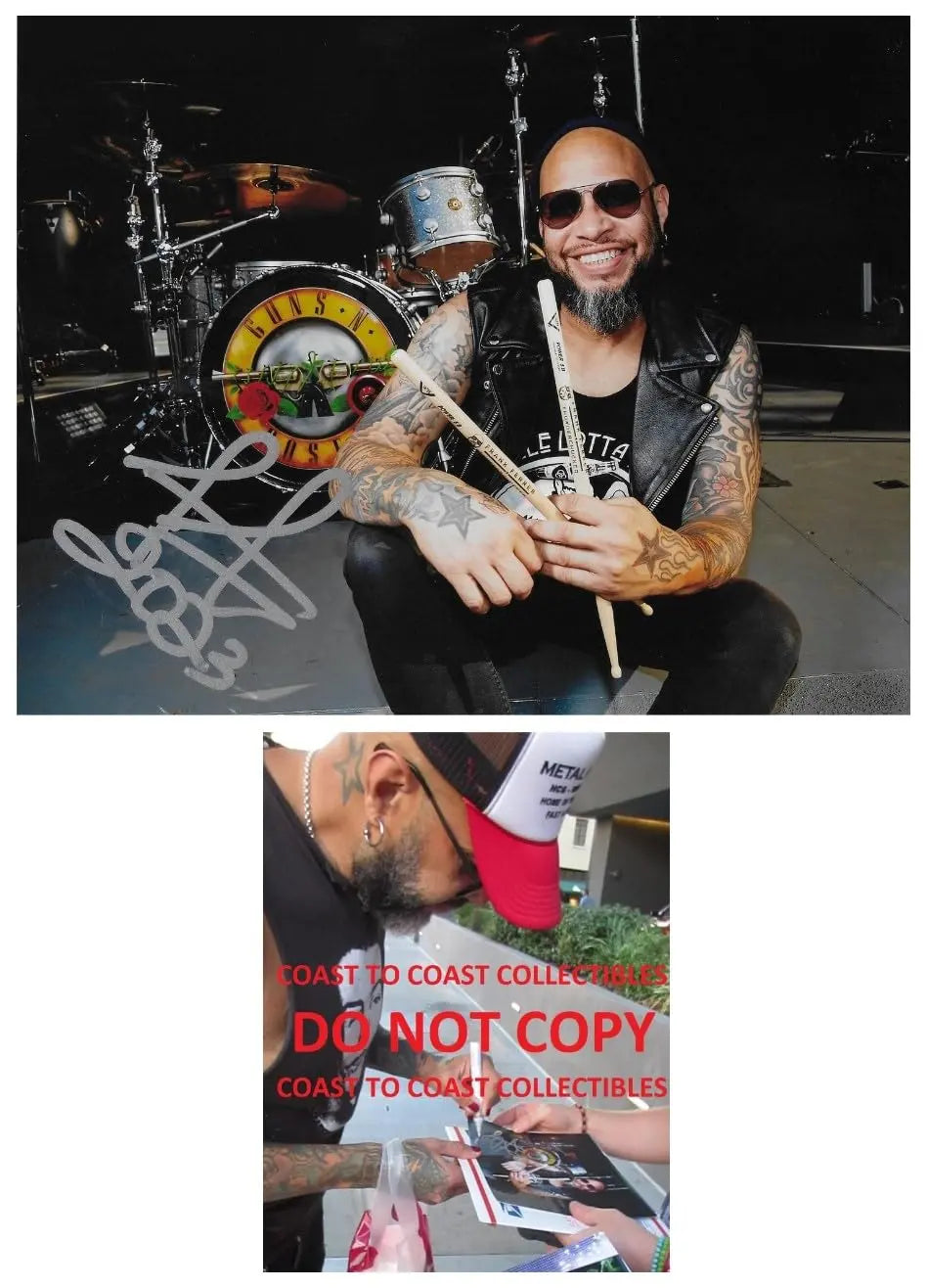Frank Ferrer Guns N Roses Drummer signed 8x10 photo proof COA autographed GNR Star