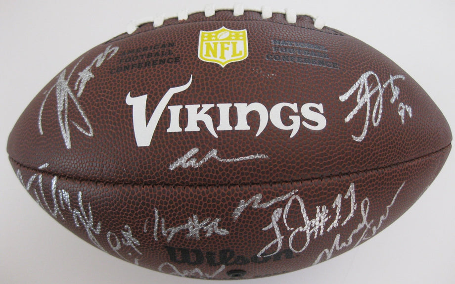 2016-2017 Minnesota Vikings team, signed, autographed, NFL logo football -  COA and proof included