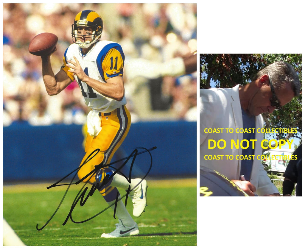 Jim Everett signed Los Angeles Rams football 8x10 photo Proof COA autographed..