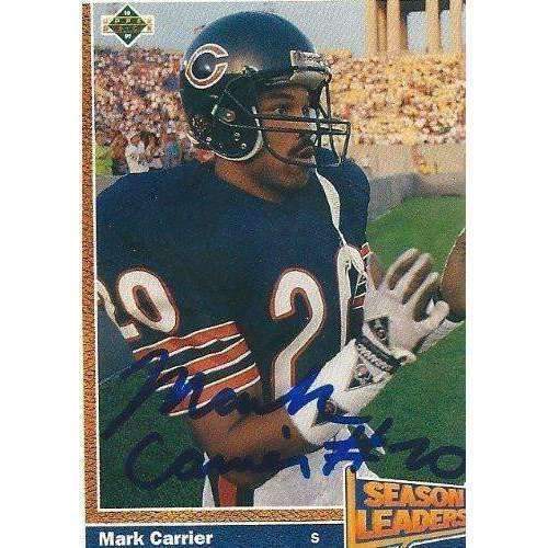 1991, Mark Carrier, Chicago Bears, Signed, Autographed, Upper Deck Football Card, Card # 406,