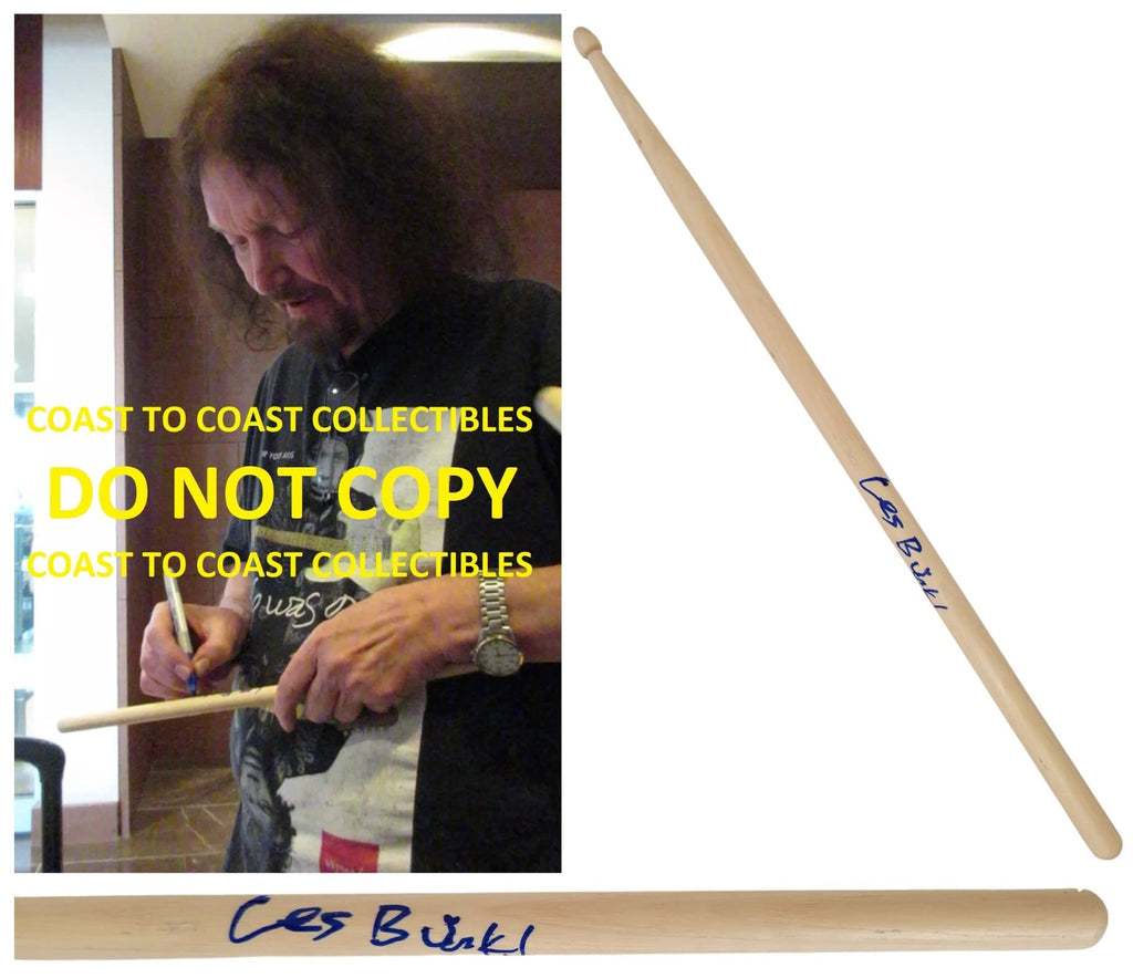 Les Binks Judas Priest drummer signed Drumstick COA exact proof Rare autographed star