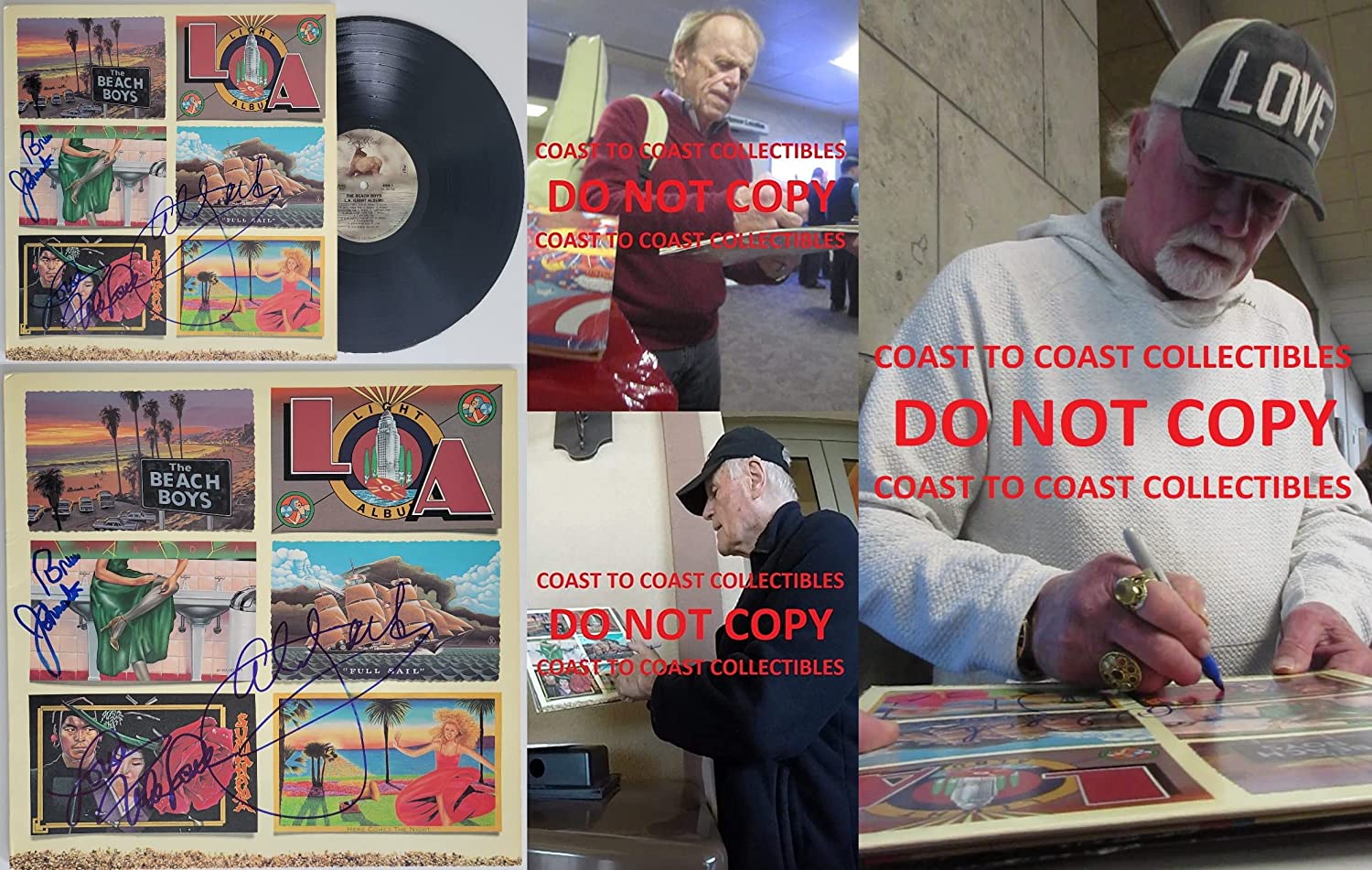 Mike Love Al Jardine Bruce Johnston signed Beach Boys LA album,proof. Vinyl Record,COA.autographed STAR