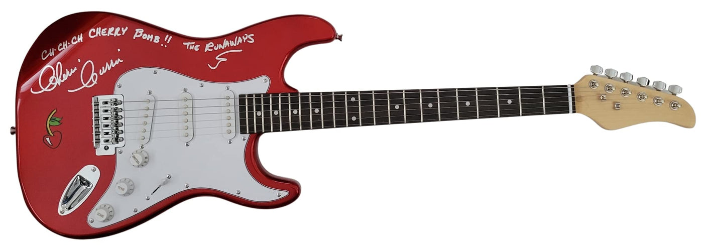 Cherie Currie The Runaway signed electric guitar COA proof Cherry Bomb autograph STAR
