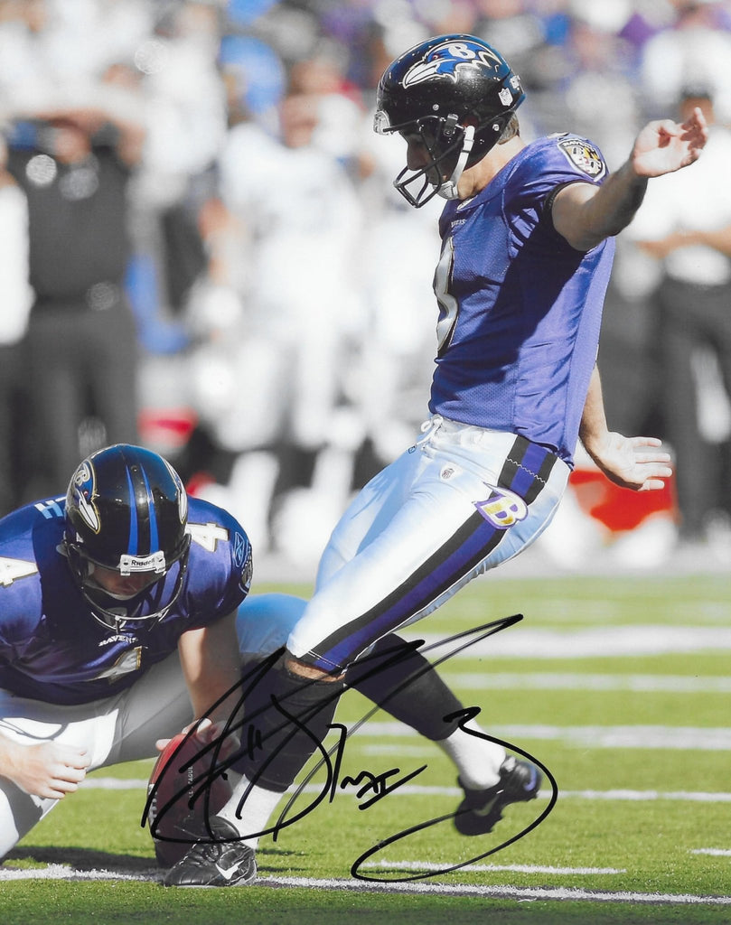 Matt Stover signed Baltimore Ravens football 8x10 photo COA proof autographed.