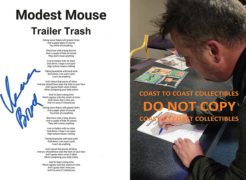 Isaac Brock signed Modest Mouse Trailer Trash Lyrics sheet autograhed COA Proof STAR