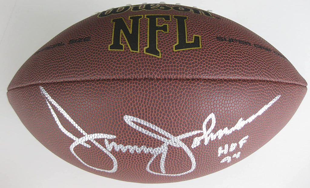 Jimmy Johnson San Francisco 49ers Bruins signed NFL football proof Beckett COA autograph