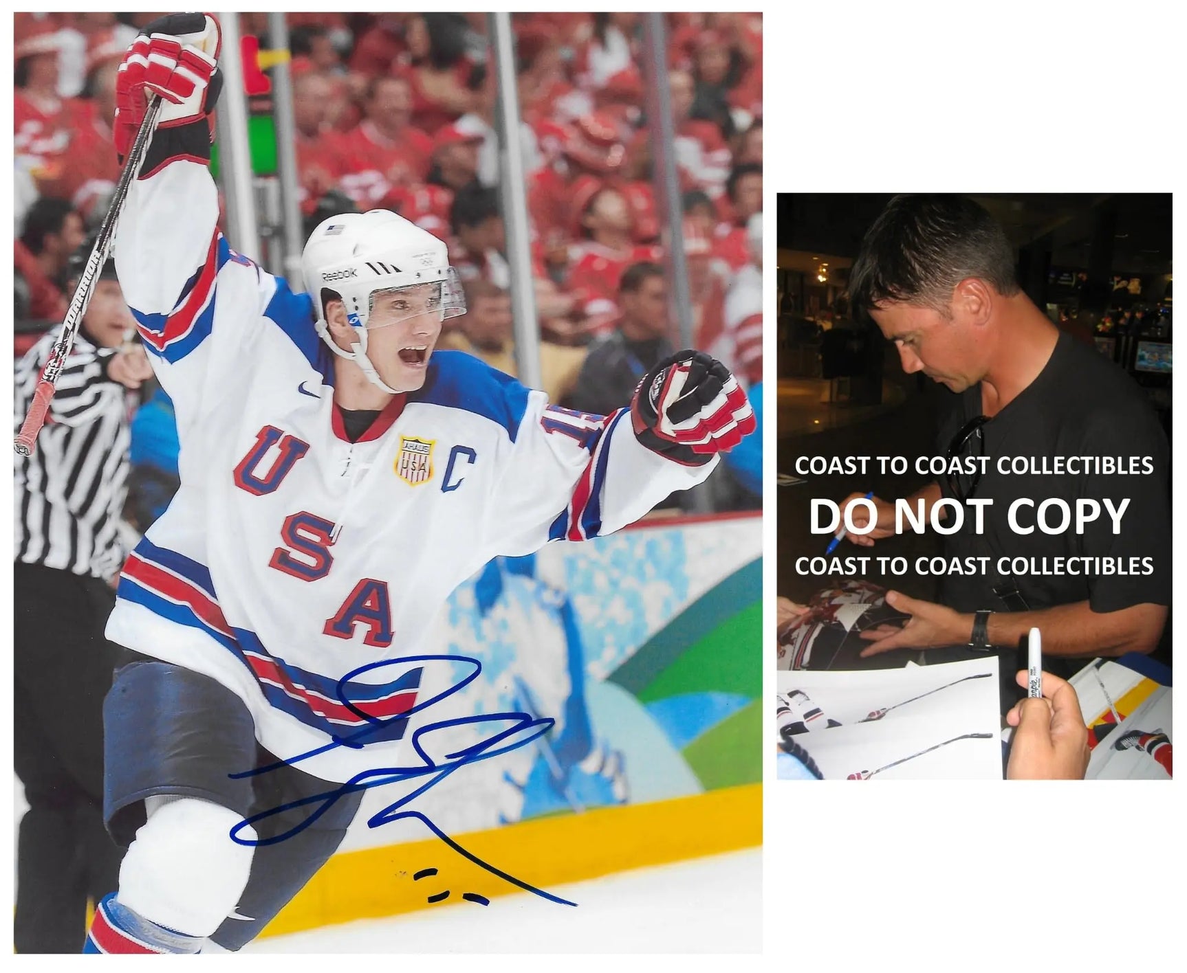 Jamie Langenbrunner Signed Hockey 8x10 Photo COA Proof USA Winter Olympics Autographed