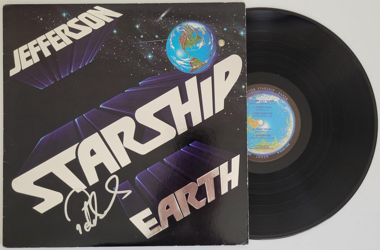 Pete Sears Signed Jefferson Starship Earth Album Vinyl Record COA Proof STAR