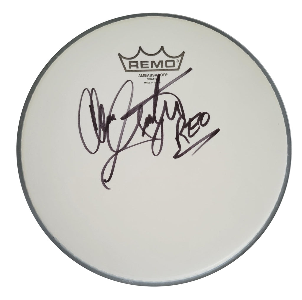 Alan Gratzer REO Speedwagon Drummer Signed Drumhead COA Proof Autographed