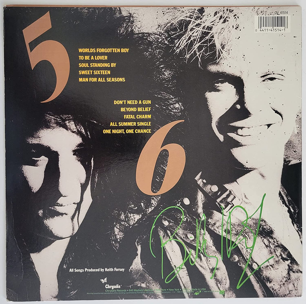 Billy Idol Steve Stevens signed Whiplash Smile album vinyl COA proof autographed STAR